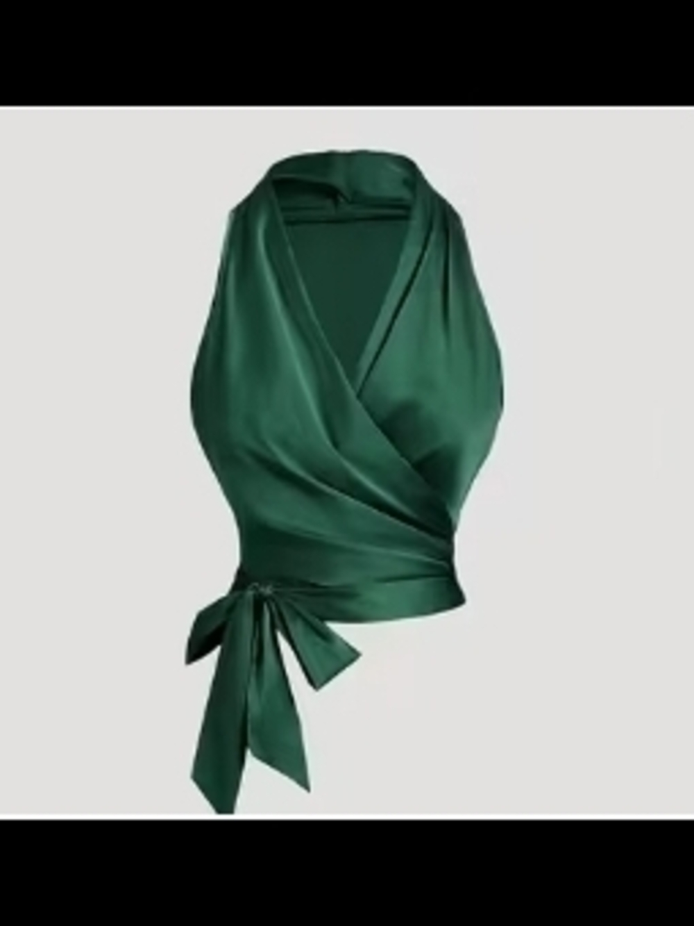 Emerald Green Satin Wrap Top Plunge Bow Tie NEW Large-XXL